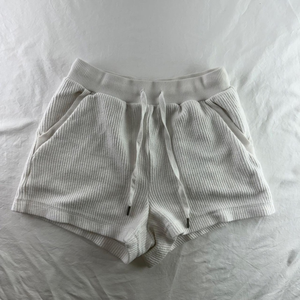 Aerie Ribbed Pull On Cotton Shorts White Womens S Loungewear Cozy